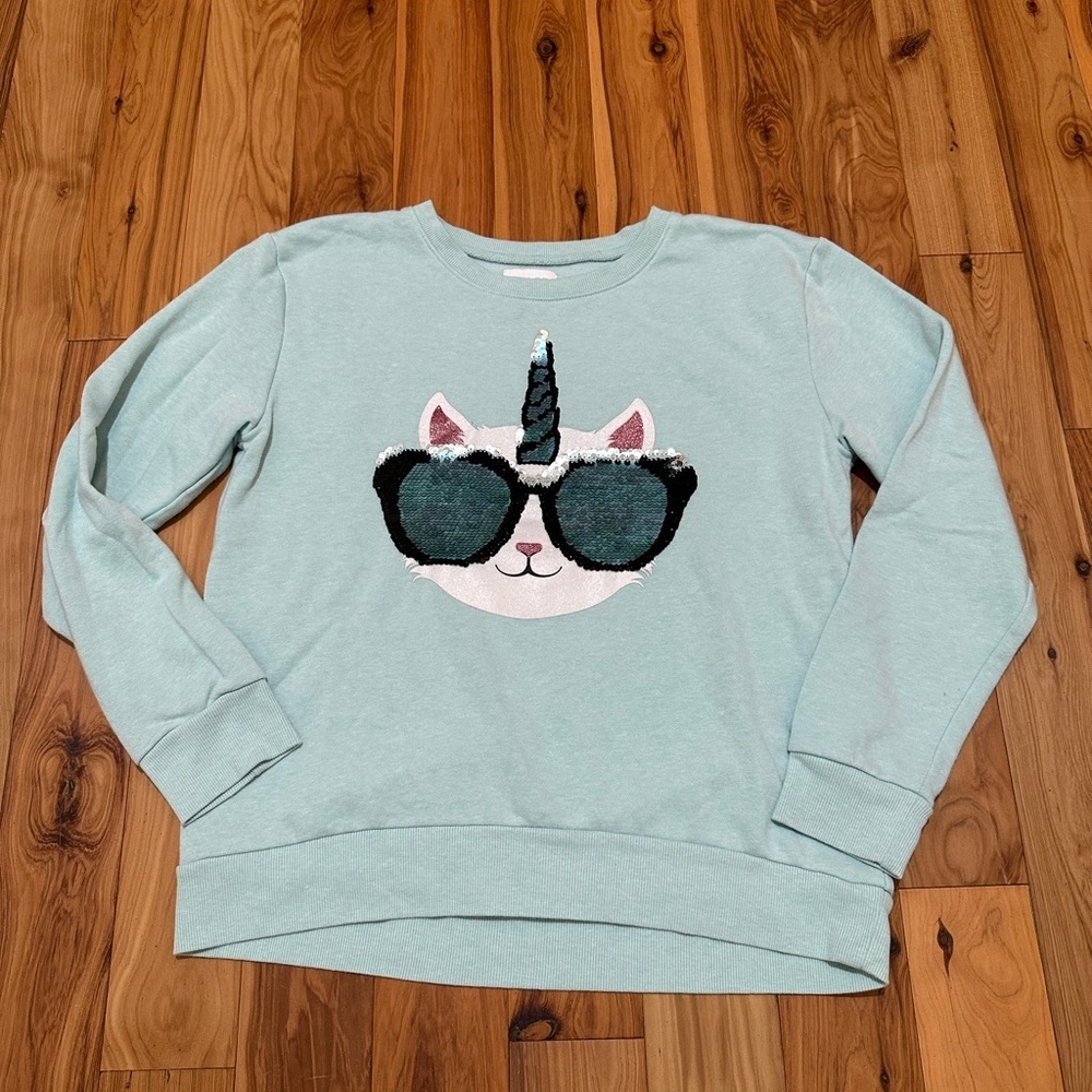 Place. Mint Green Crewneck Tee with changing color sequins